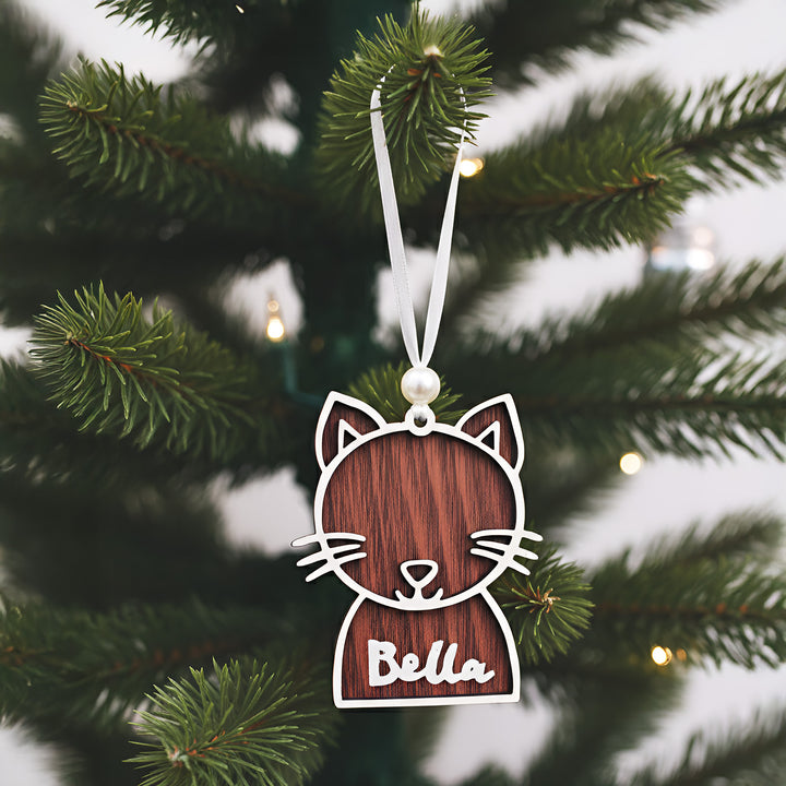 Personalized Cat Theme MDF Wood Ornament For Christmas Tree Decoration
