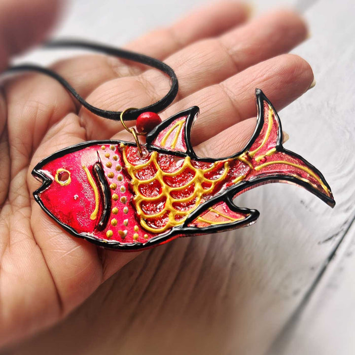 Handmade Laser Cut Fish Acrylic Necklace