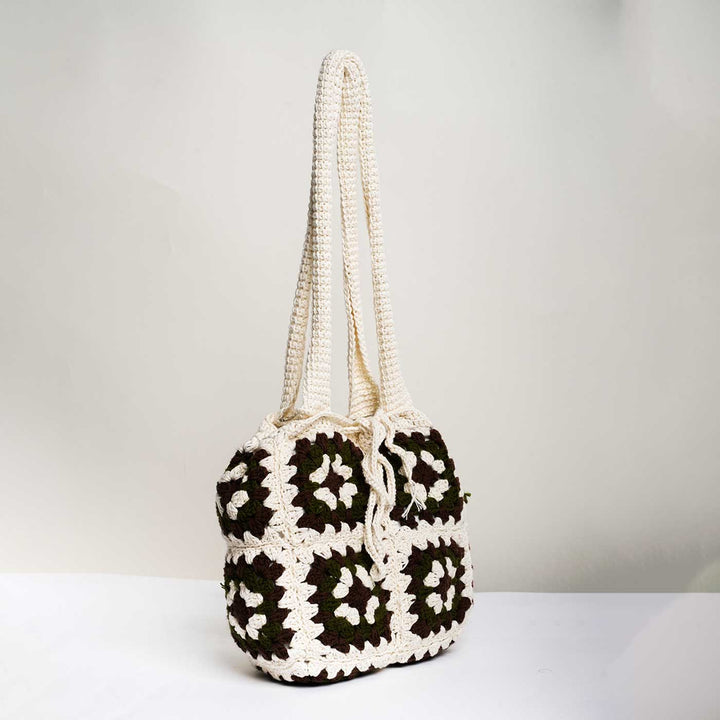 Handmade Crochet Military Design Everyday Cotton Tote Bag