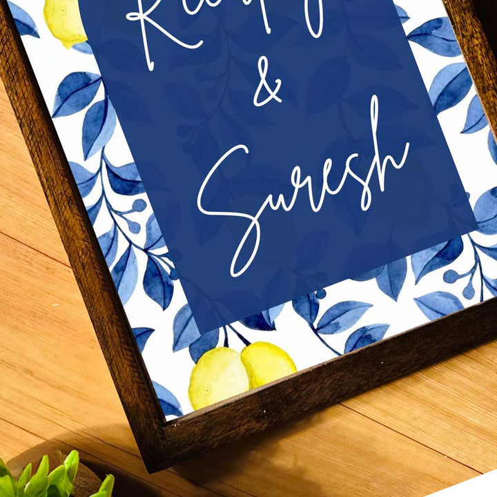 Blooming Lemons Vintage Personalized Resin Wooden Frame Name Plate