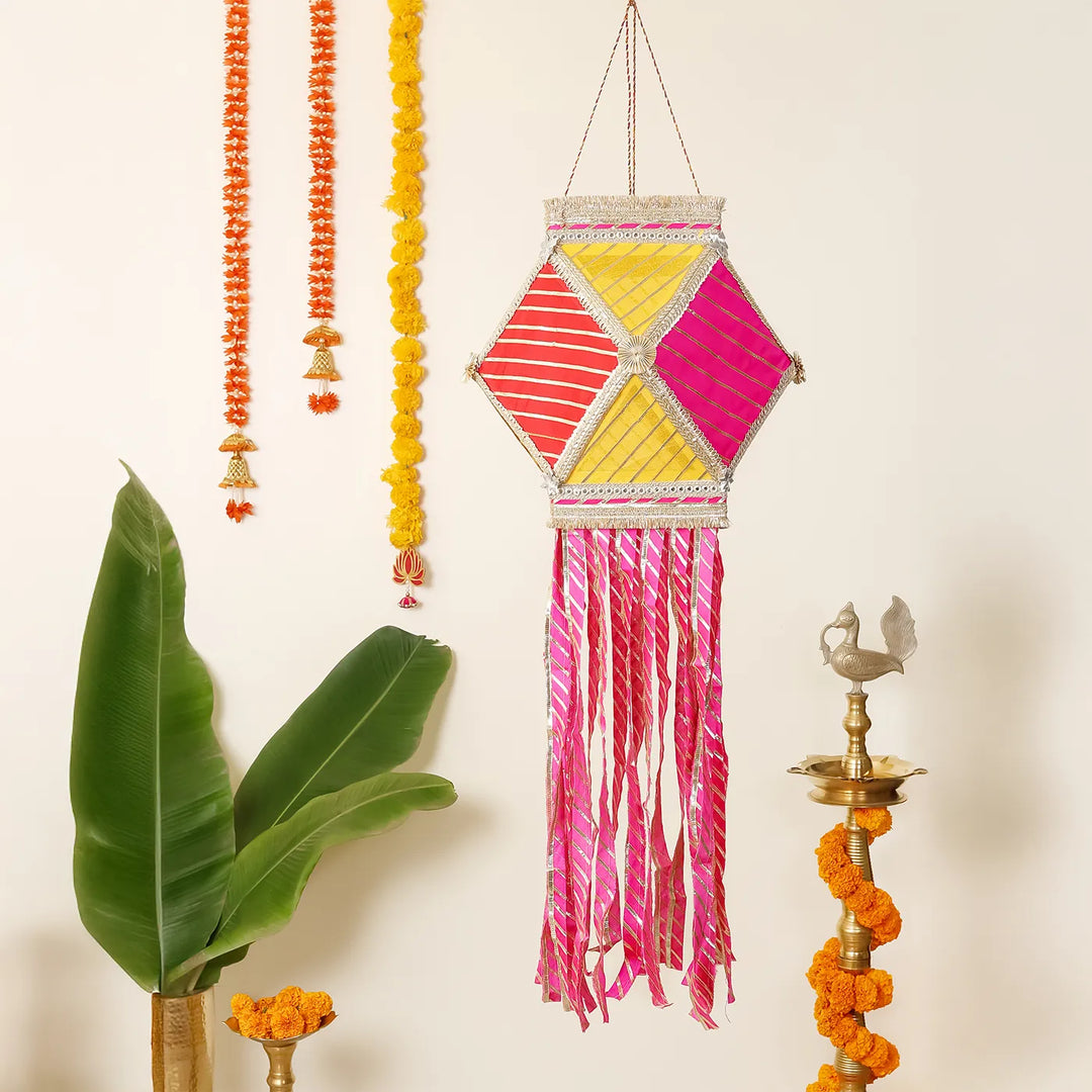 Handmade Decorative Gota Patti Akash Kandil/Lantern