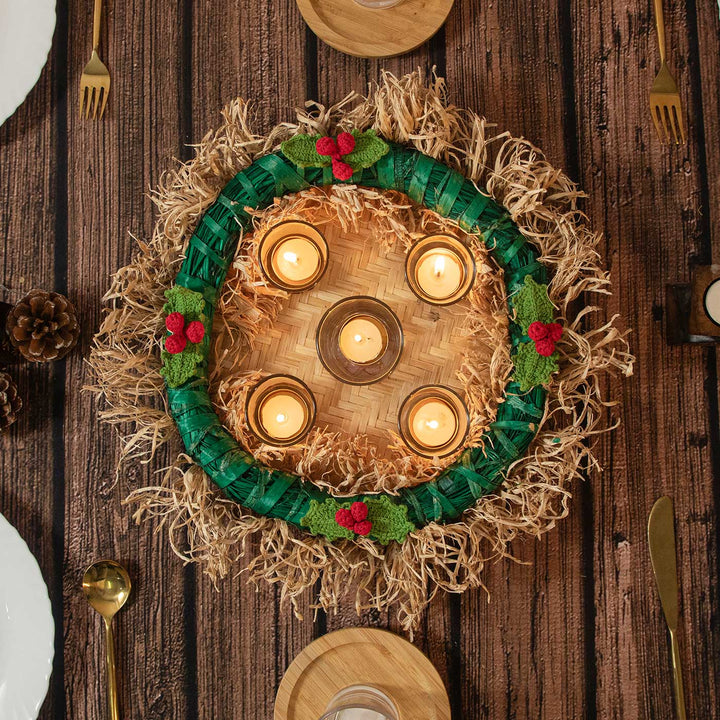 Ecofriendly Centerpiece Banana Wreath With Candle Holder