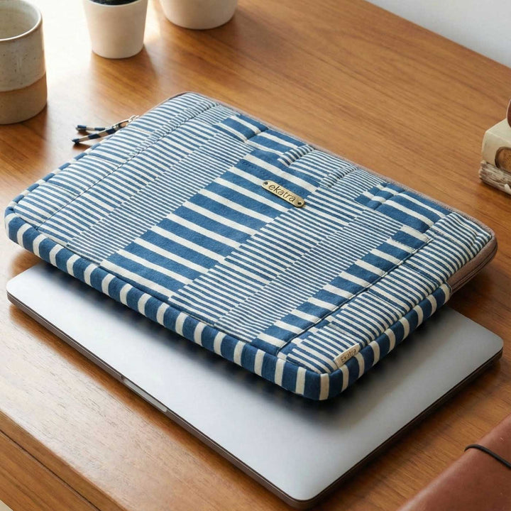 Handmade Sustainable Blue Linings Laptop Sleeve