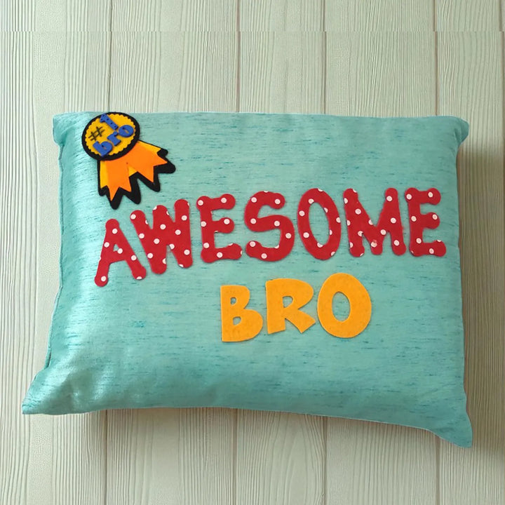 Handmade "Awesome Bro" Felt Rakhi Hamper With Roli Chawal | Includes 1 Pillow, 1 Rakhi