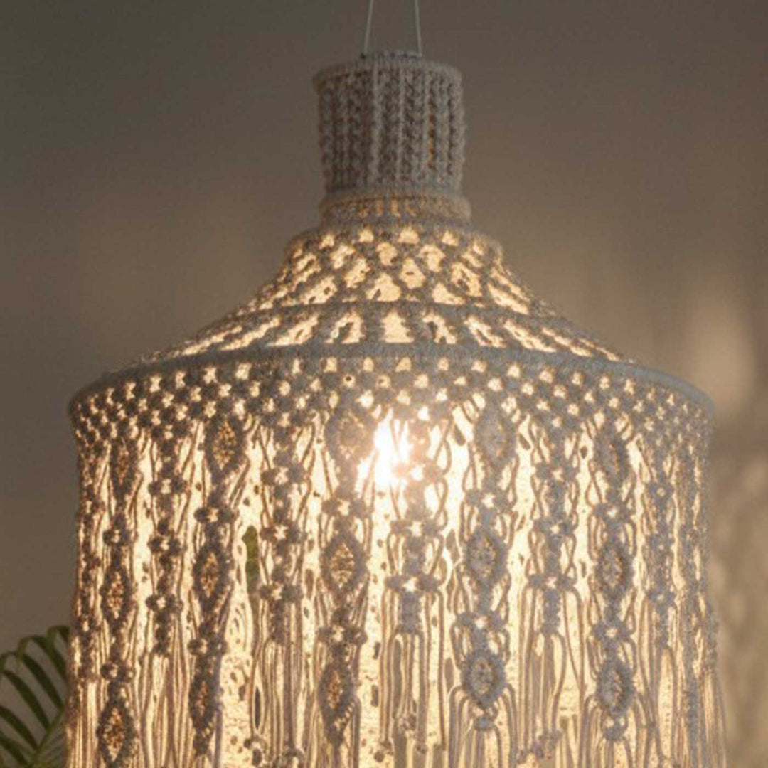 Handmade Macrame Boho Design Cotton Hanging Lamp