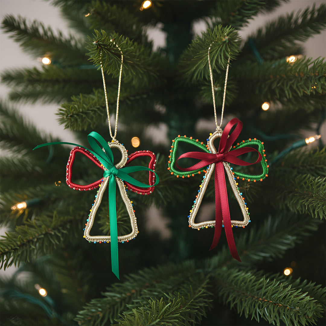 2 Pc | Handmade Gold Angel Ornaments For Christmas Decoration