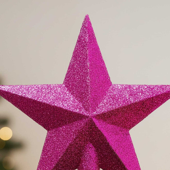 Lightweight Reusable Dazzle Pink Star Christmas Tree Topper
