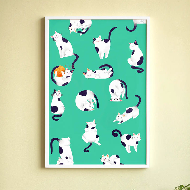 The Cat Collective Quirky Comic Style Printed Wall Art | 11x19 Inch | Unframed