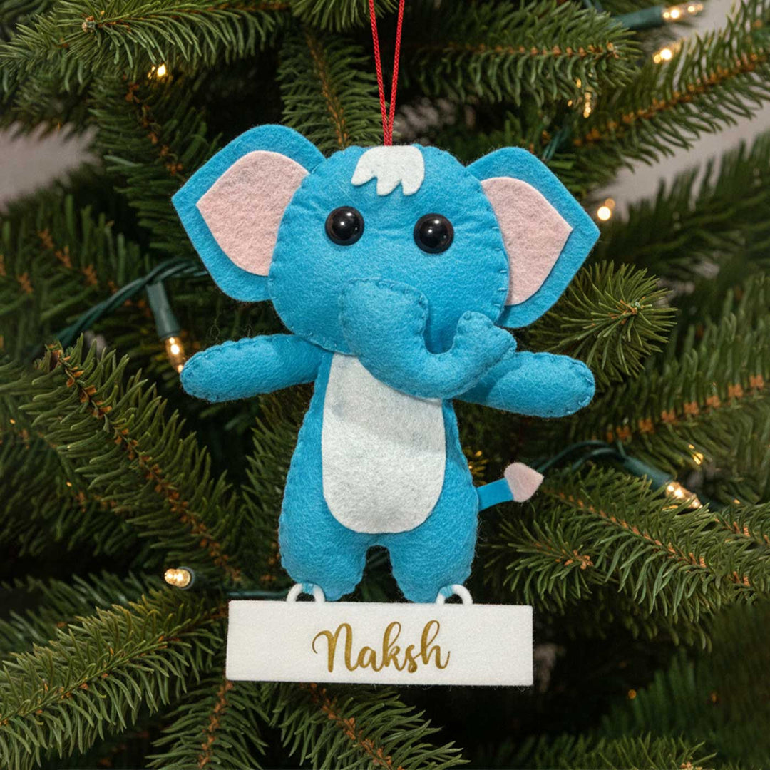 Personalized Handmade Felt Baby Elephant Christmas Ornament