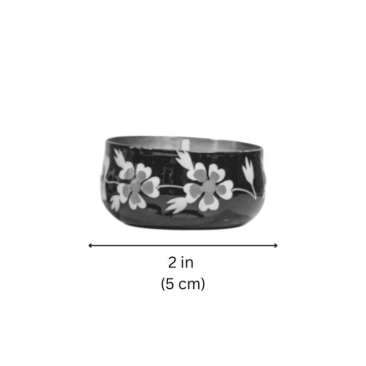 Hand-Painted Floral Stainless Steel Tealight Holders | Set Of 6