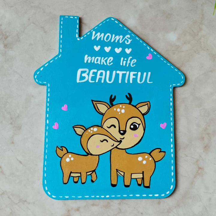 Personalized House Shaped Deer Theme MDF Wood Fridge Magnet For Mothers