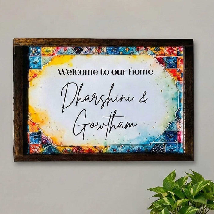 Vibrant Vintage Personalized Resin Wooden Frame Name Plate