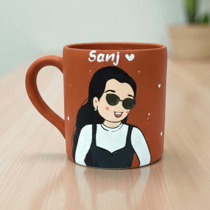 Photo Personalized Hand-Painted Cool Girl Terracotta Mug