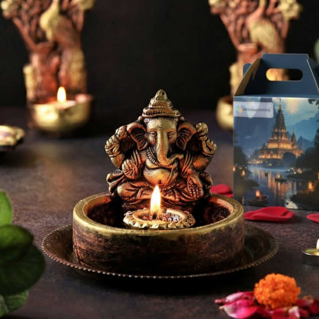 Handmade Ganesh Bowl Terracotta Oil Lamp / Diya