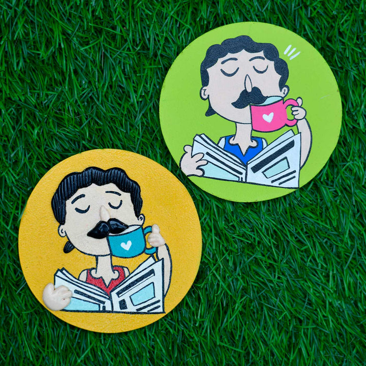 Hand-Painted Dad'S Morning Routine Mdf Wood Fridge Magnet For Fathers