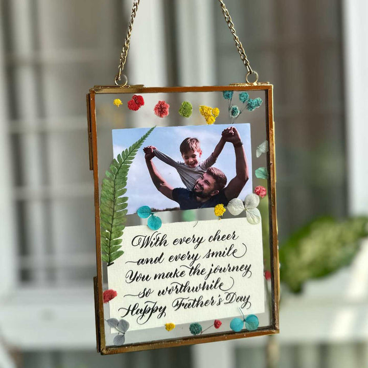 Photo Personalized Vintage Glass Keychain For Fathers