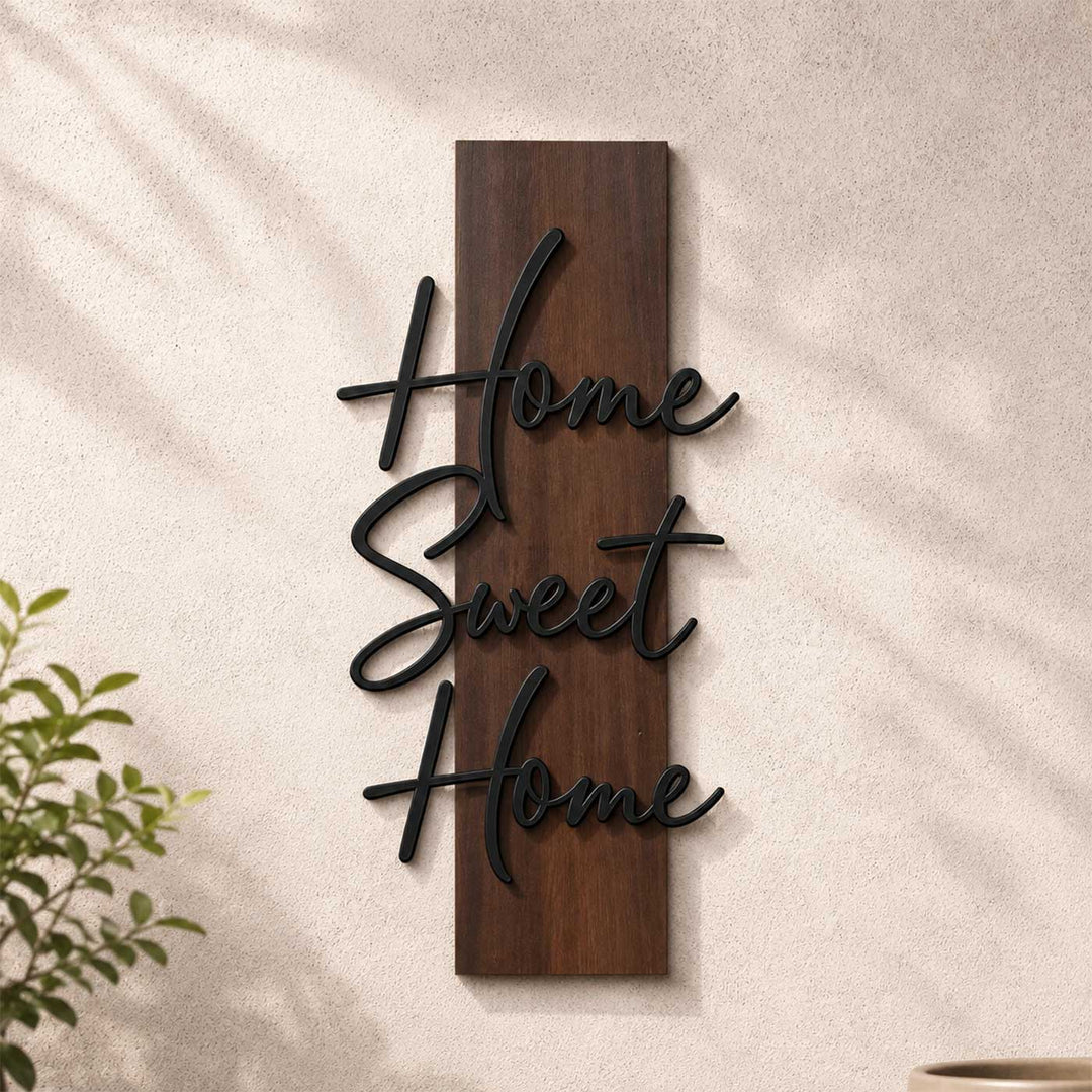 Personalized Minimalist Floating Letter Rubber Wood Name Plate With 3D Metal Text For Home