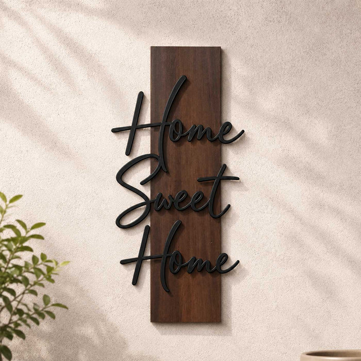 Personalized Minimalist Floating Letter Rubber Wood Name Plate With 3D Metal Text For Home