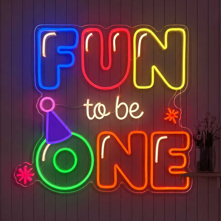 Fun to be One Handmade 1st Birthday Neon Light Sign Board