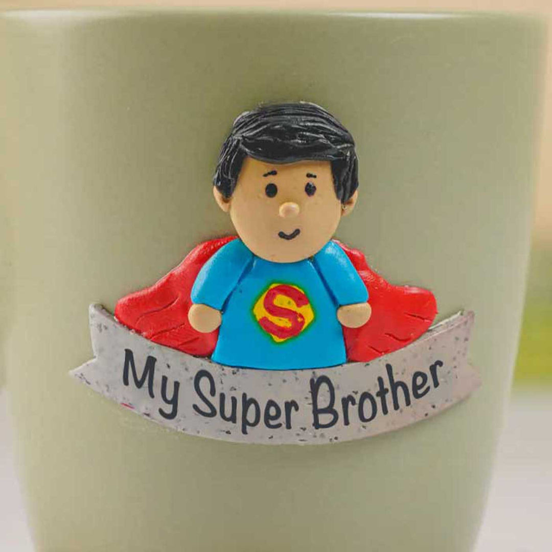 Personalized Handmade Polymer Clay Super Brother Theme Ceramic Mug