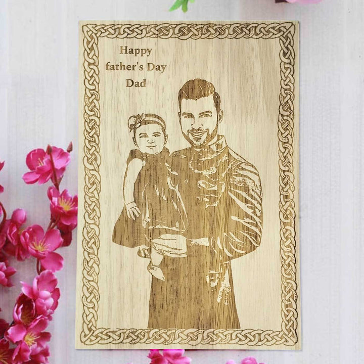 Photo Personalized Engraved Wooden Decorative Plaque For Fathers