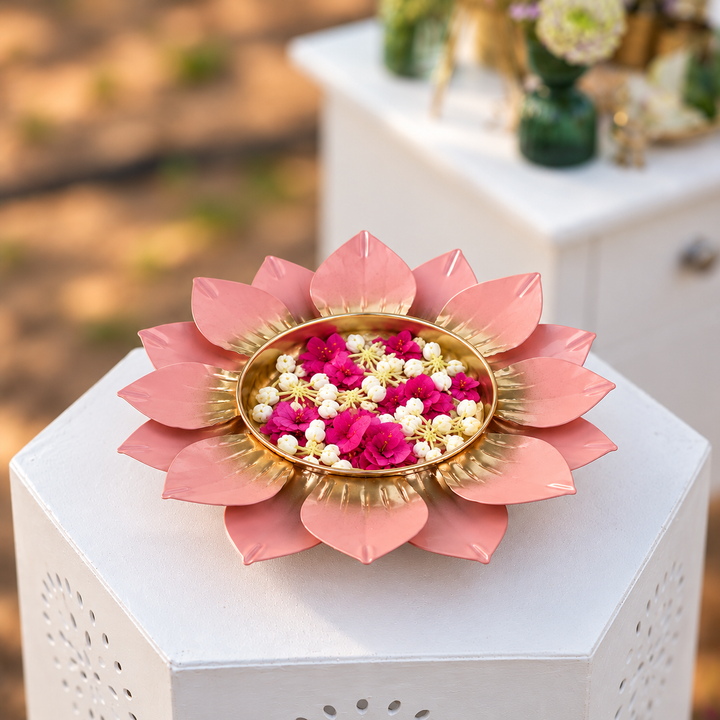 Handmade Pink & Gold Flower Urli