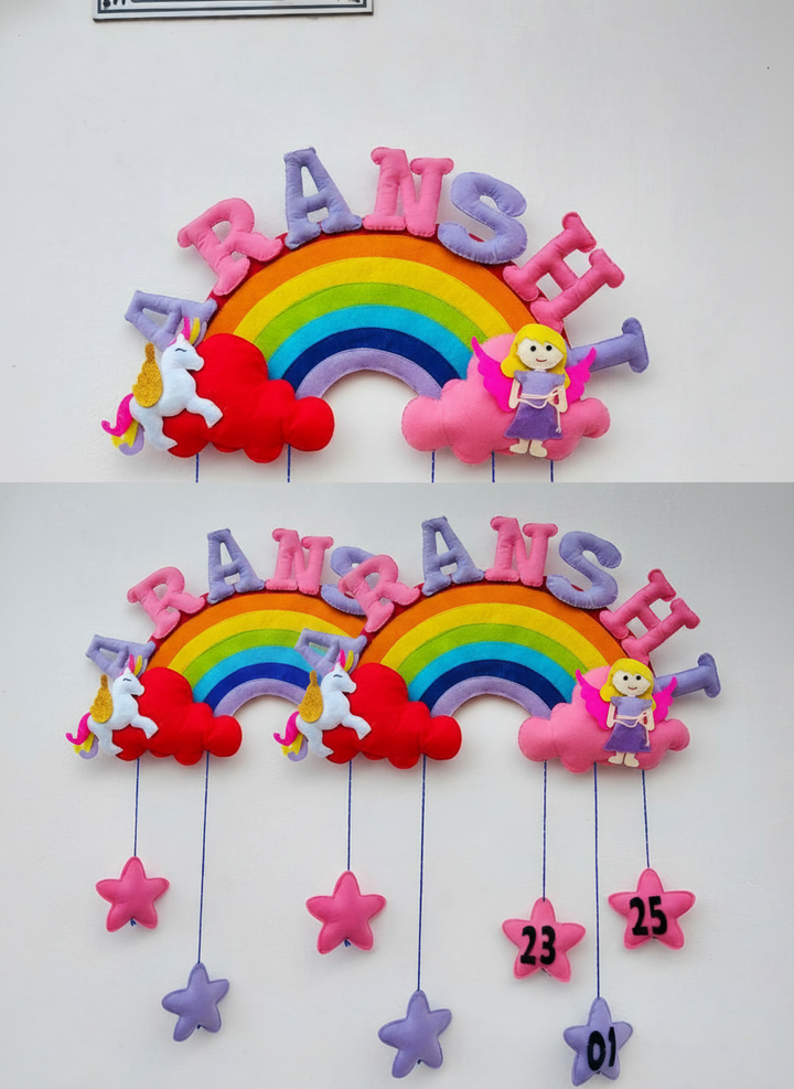 Unicorn & Fairy Rainbow Felt Kids Name Plate