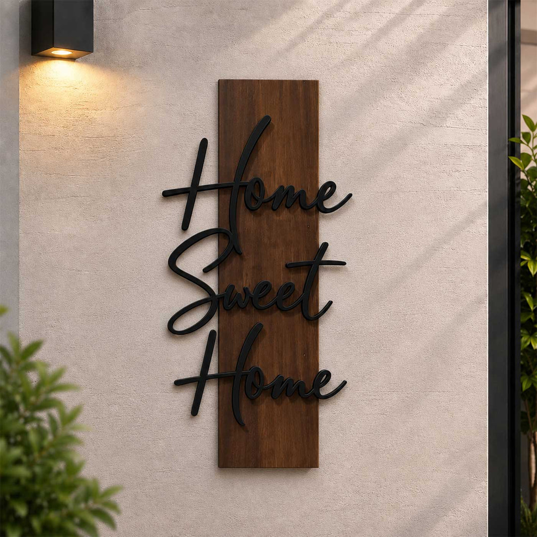 Personalized Minimalist Floating Letter Rubber Wood Name Plate With 3D Metal Text For Home