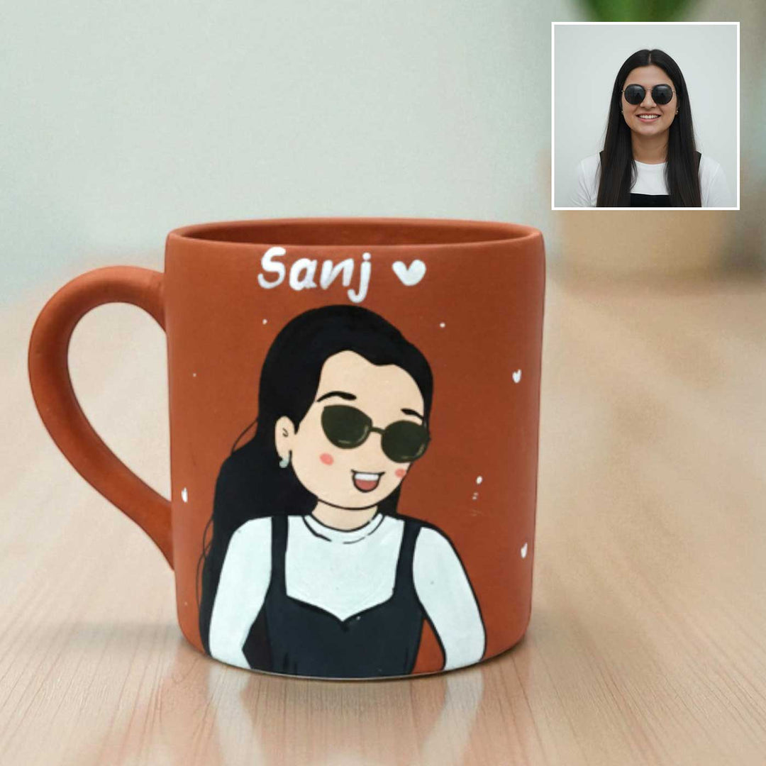 Photo Personalized Hand-Painted Cool Girl Terracotta Mug