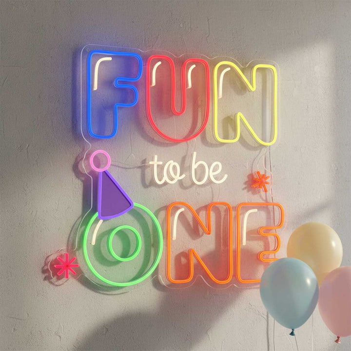 Fun to be One Handmade 1st Birthday Neon Light Sign Board