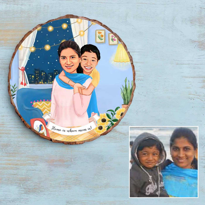 Photo Caricature Bark Nameplate with Stand