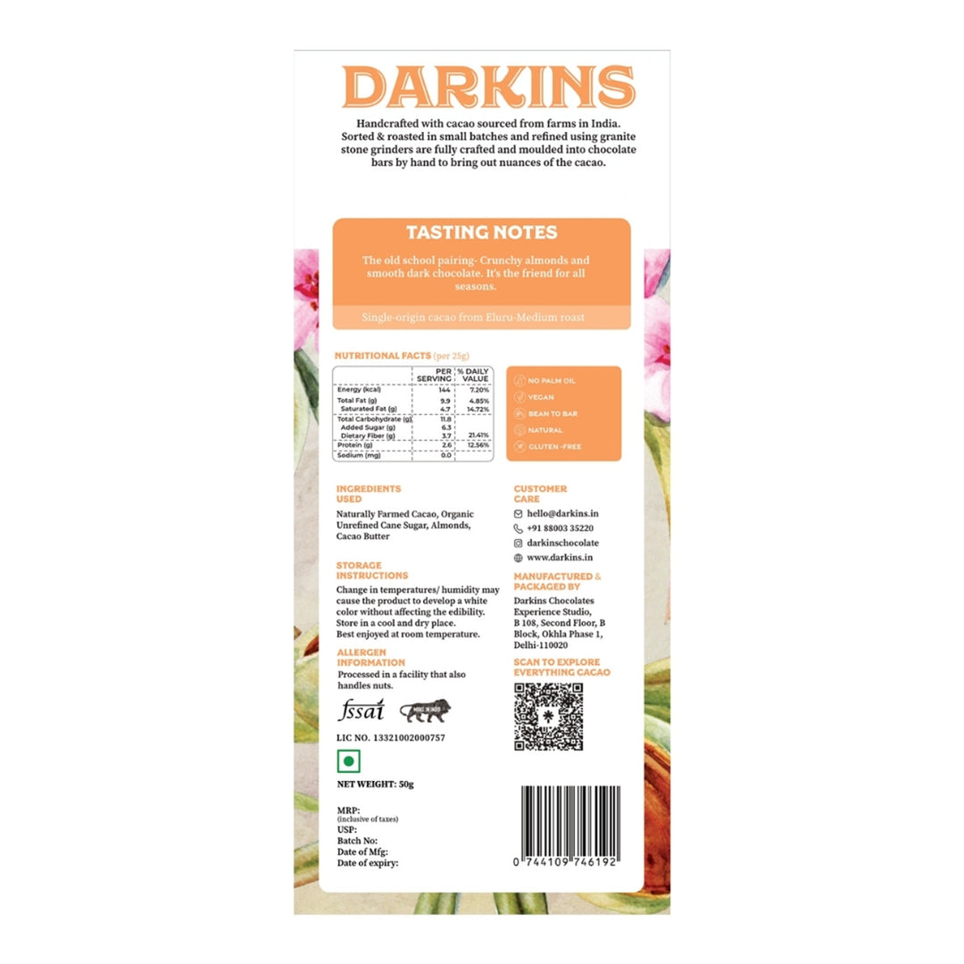 70% Dark | Vegan & Gluten Free Chocolate with Roasted Almonds