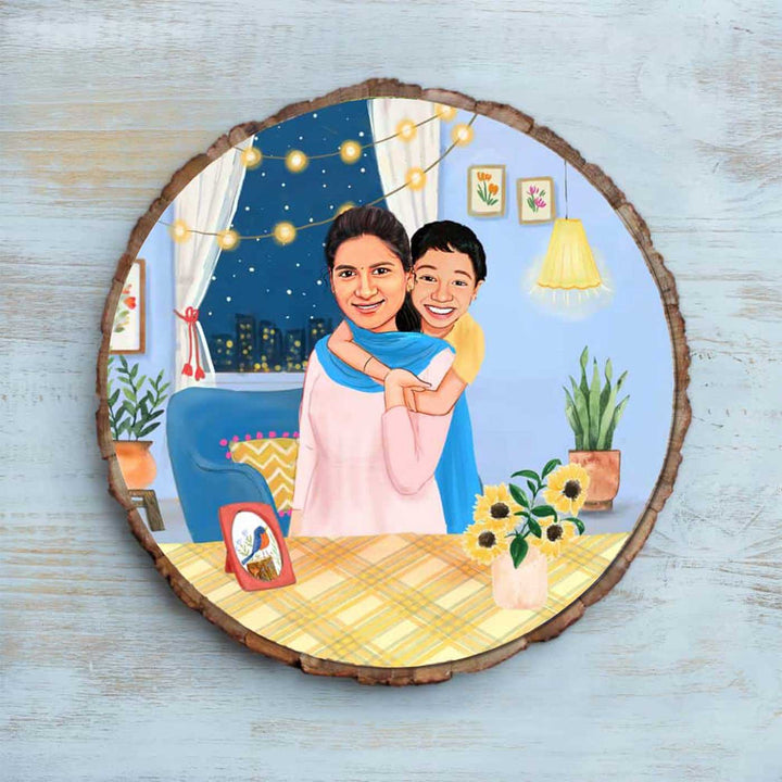 Photo Caricature Bark Nameplate with Stand