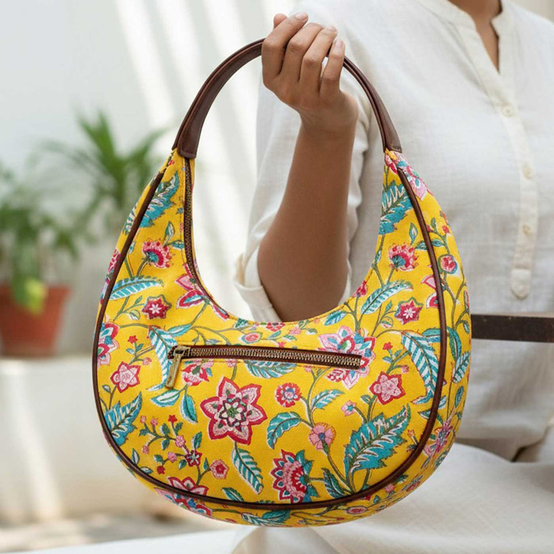 Basant Hand Block Printed Hobo Bag