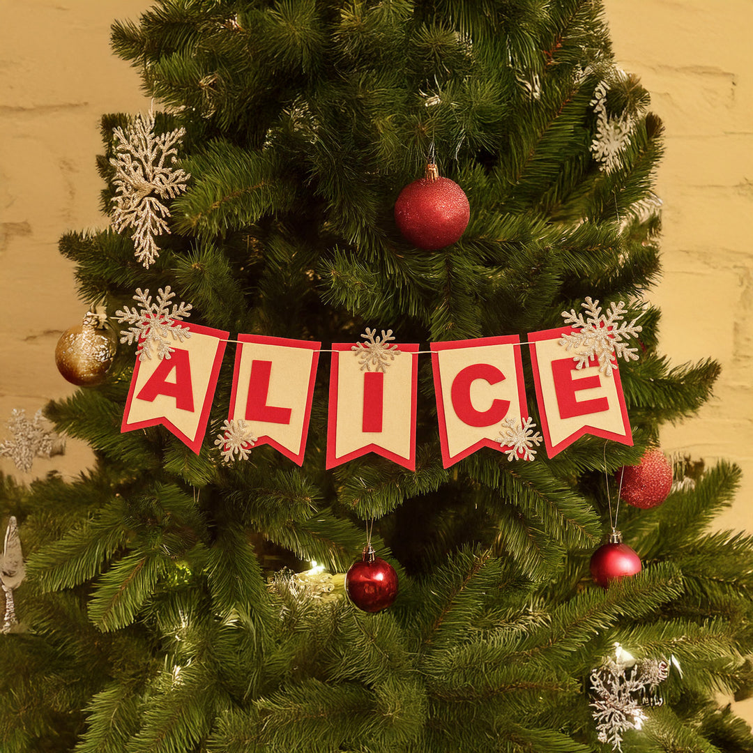 Personalized Snowflake Theme Felt Bunting For Christmas Tree Decoration