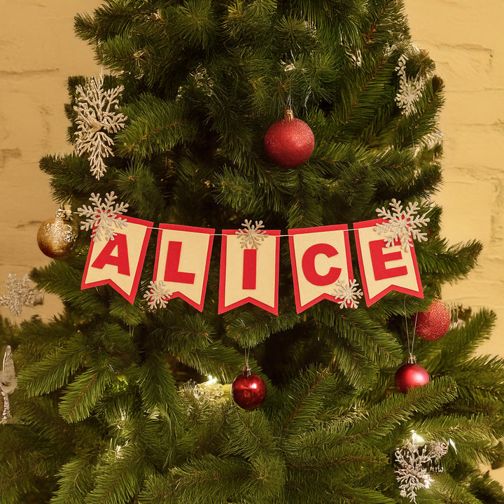 Personalized Snowflake Theme Felt Bunting For Christmas Tree Decoration