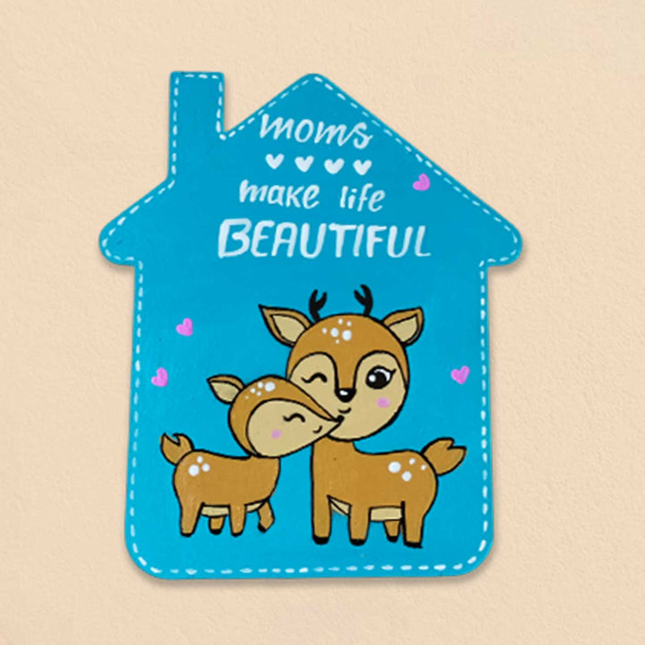 Personalized House Shaped Deer Theme MDF Wood Fridge Magnet For Mothers