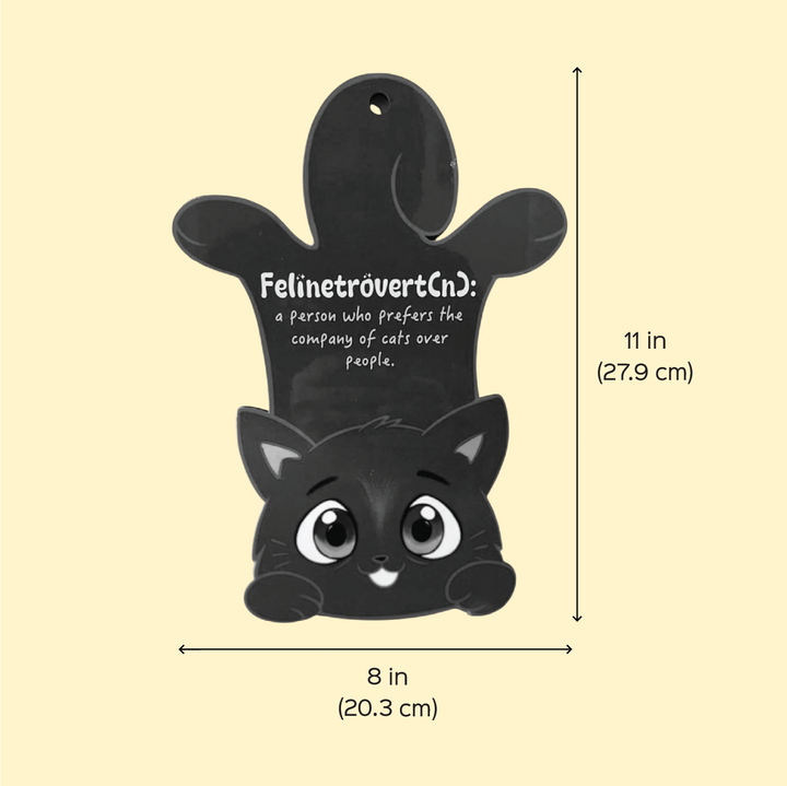 Printed Cat Theme "Felinetrovert" MDF Wood Wall Decor