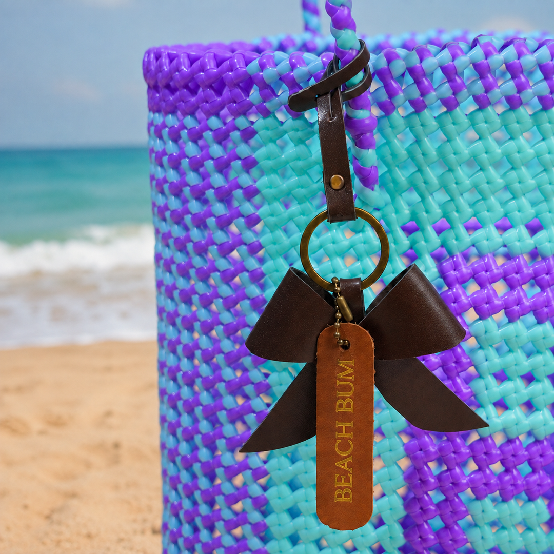 Pastel Blue & Purple Personalized Monogram Handmade Wire Koodai Tote Bag