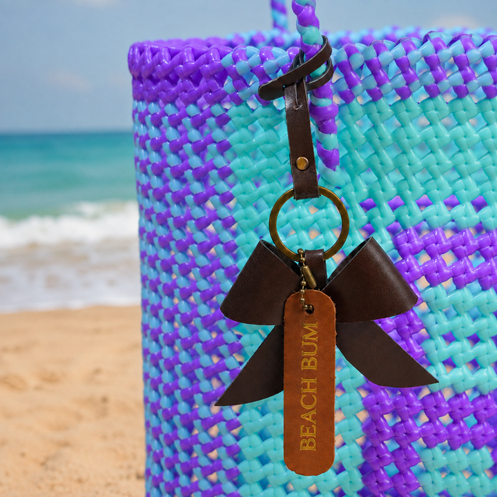 Pastel Blue & Purple Personalized Monogram Handmade Wire Koodai Tote Bag