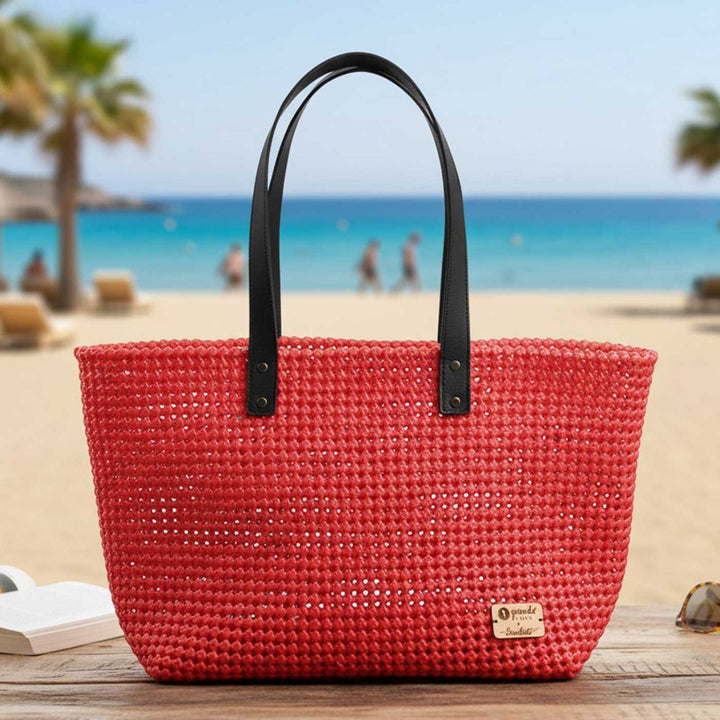 Orange Solid Mukhya Knot Handmade Koodai Beach Bag