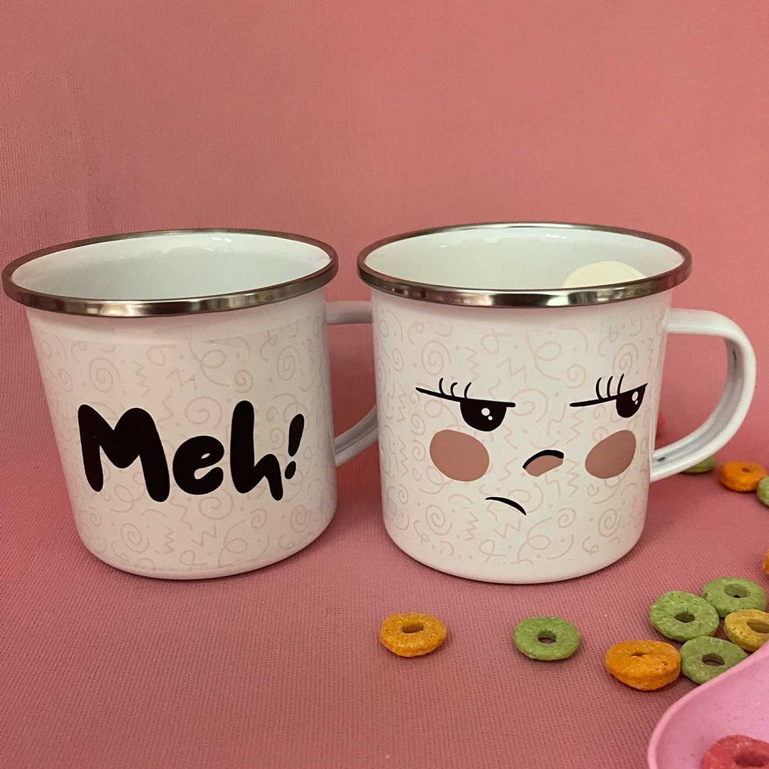 4 Pc | Personalized Hand-Illustrated Ceramic & Enameled Steel Mood Mugs