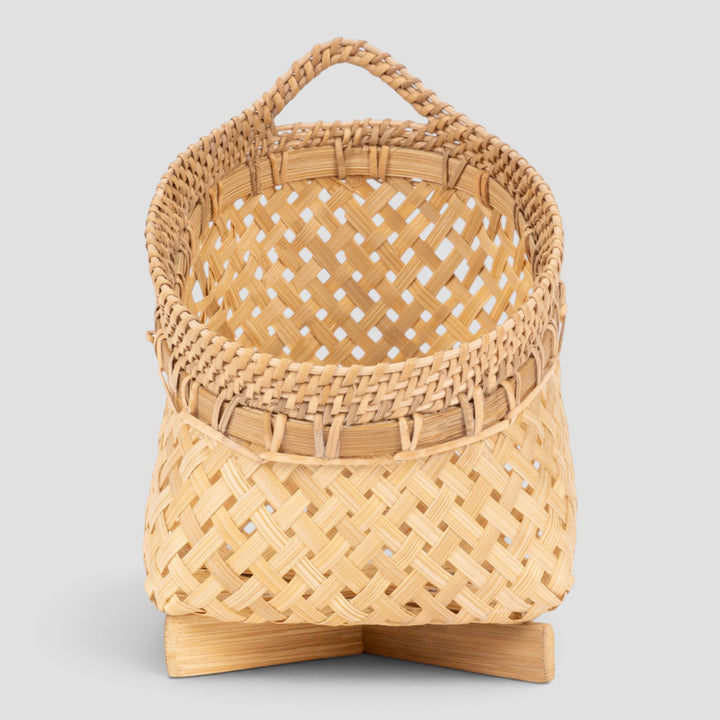 Evara Handwoven Bamboo Basket With Handles For Home Storage & Gifting