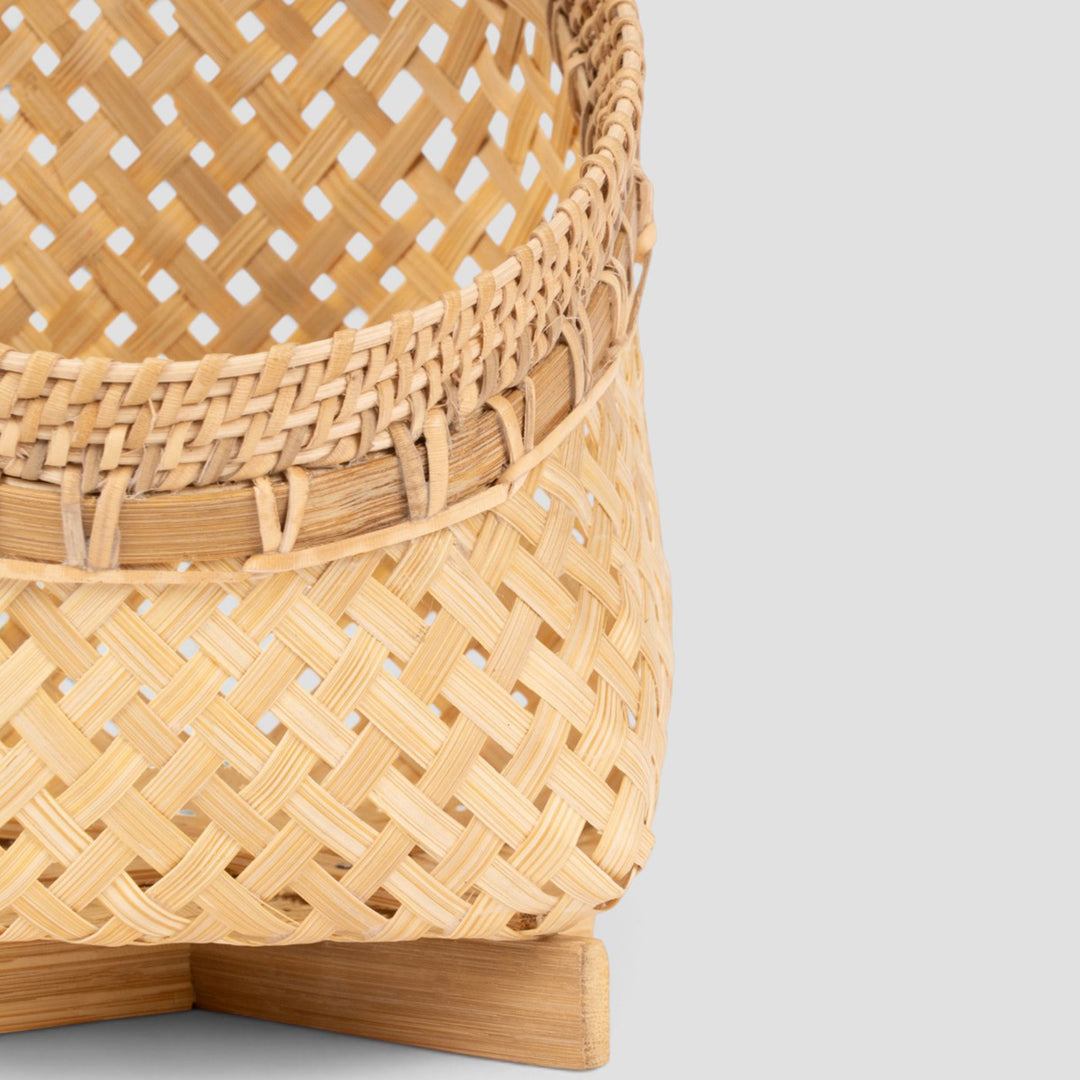 Evara Handwoven Bamboo Basket With Handles For Home Storage & Gifting