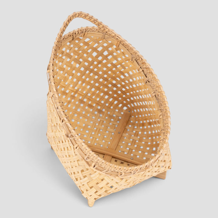 Evara Handwoven Bamboo Basket With Handles For Home Storage & Gifting