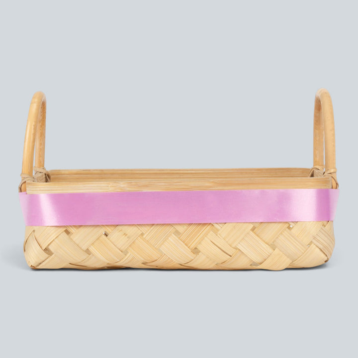 "Elora" Handwoven Bamboo Basket/Tray With Handles For Home Storage & Gifting
