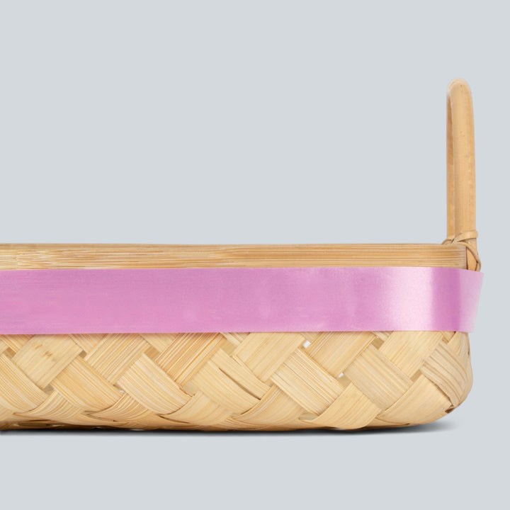 "Elora" Handwoven Bamboo Basket/Tray With Handles For Home Storage & Gifting