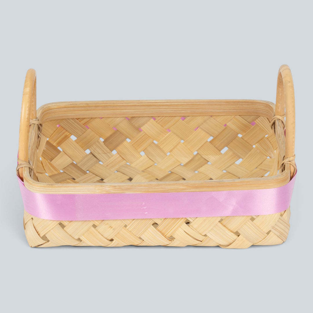 "Elora" Handwoven Bamboo Basket/Tray With Handles For Home Storage & Gifting