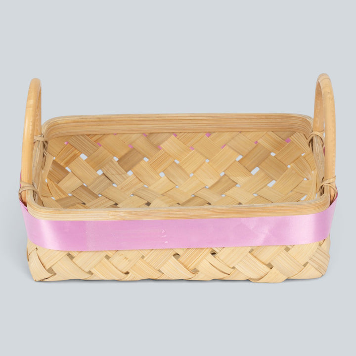 "Elora" Handwoven Bamboo Basket/Tray With Handles For Home Storage & Gifting