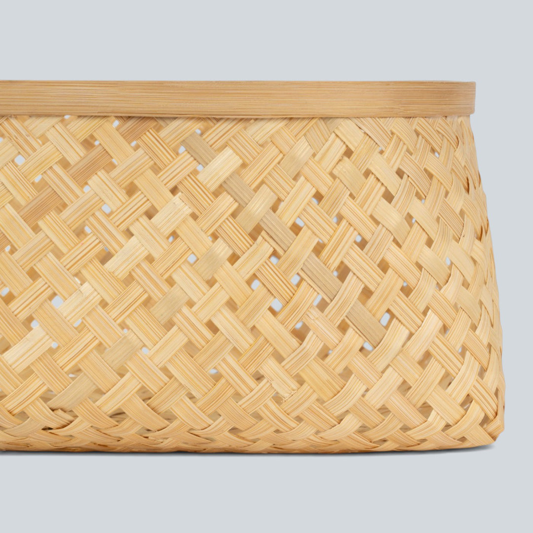 Set of 2 | "Elia" Handwoven Round Bamboo Basket/Tray For Home Storage & Gifting